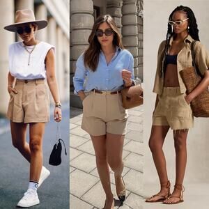 LRL Ralph Lauren High-Rise Safari Utility Chino 6" Mom Shorts Khaki size 8